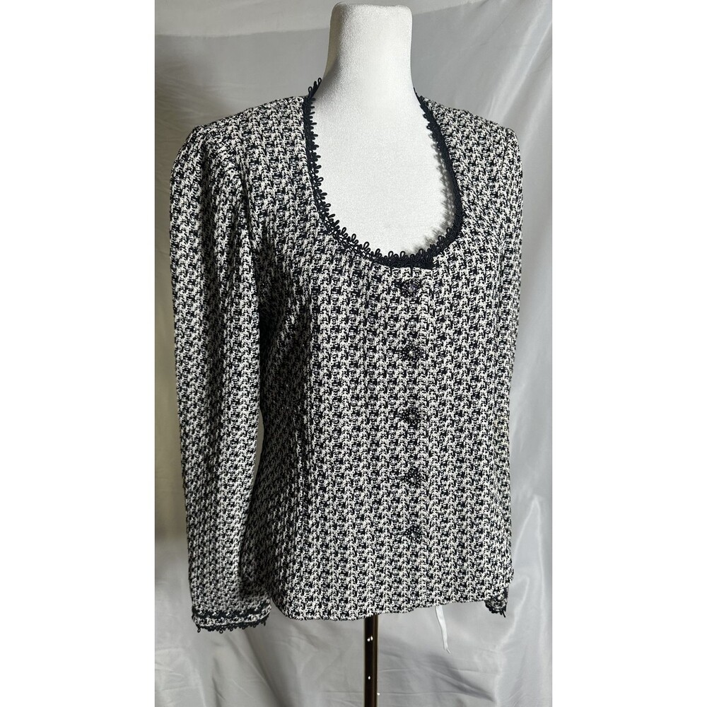St John Evening Black and White Sweater Top Sz 6